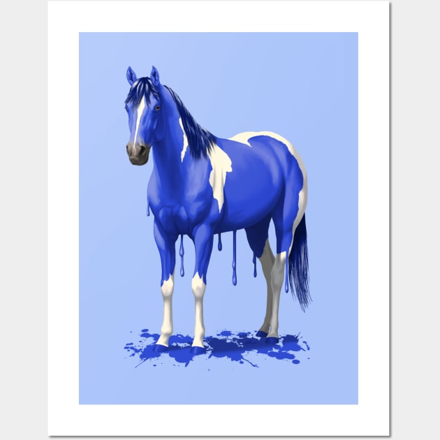 Bright Royal Blue Pinto Wet Paint Horse Wall Art by csforest